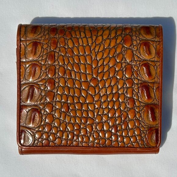 Vintage Brahmin Pecan Cecilia Flap Melbourne Leather Alligator Croc Tote &Wallet - Picture 13 of 16